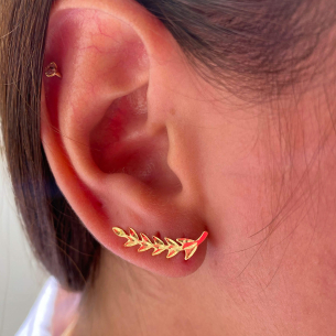 Brinco Ear Cuff Setinhas Diamantado Ouro 18k