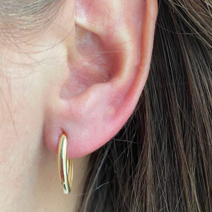 Brinco Argola Navete Liso 20mm Ouro 18k