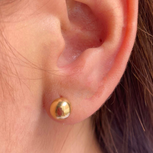 Brinco Bola 7mm Lisa Ouro 18k