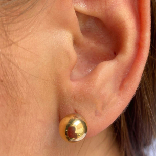 Brinco Bola 9mm Lisa Ouro 18k