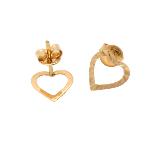 Brinco Coração Vazado Diamantado Ouro 18k