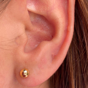 Brinco Bola 5mm Diamantada Ouro 18k