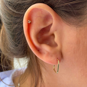 Brinco Argola Quadrado 1,5cm Ouro 18k
