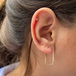 Brinco Argola Quadrado 2 x 2cm Ouro 18k