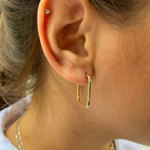 Brinco Argola Quadrada Fininho 2cm Ouro 18k