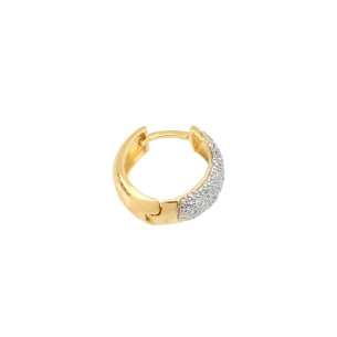 Brinco Masculino Argola Média Pavê 1 Unidade Ouro 18k