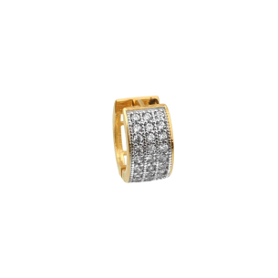 Brinco Masculino Argola Quadrada Pavê 1 Unidade Ouro 18k