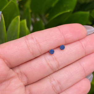 Brinco Baby Redondo Azul Ouro 18k