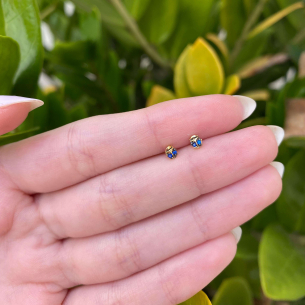 Brinco Baby Joaninha Azul Ouro 18k
