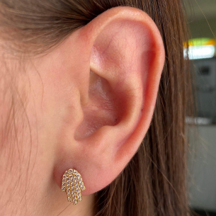 Brinco Hamsá com Zircônia Ouro 18k
