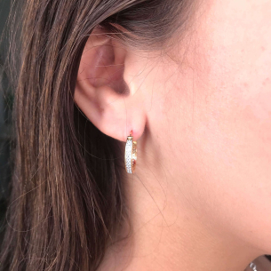 Brinco de Argola com Zircônia Pequeno Ouro 18k