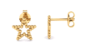 Brinco Estrela Bolinha Ouro 18k
