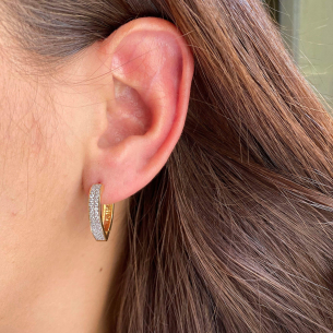 Brinco Gota Pavê Grande com Pedras de Zircônia Ouro 18k
