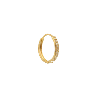 Brinco Masculino Argola Fileira Unica Cravejada 1 Unidade Ouro 18k