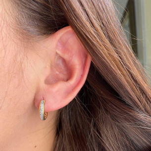 Brinco Argola com Zircônia Grande Ouro 18k