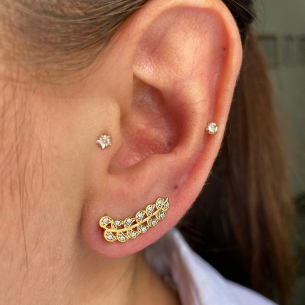 Brinco Ear Cuff Ramo Ouro 18k