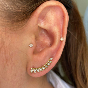 Brinco Ear cuff Exclusivo com Diamantes Ouro 18k