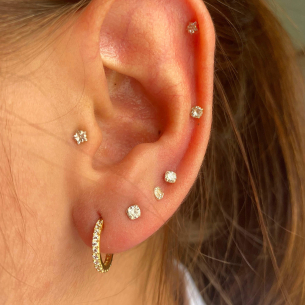 Brinco Argola com Zircônia Ouro 18k