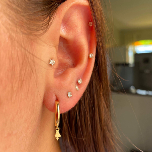 Brinco Argola com Pingente Nossa Senhora Aparecida Ouro 18k