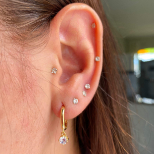 Brinco Argola com Pingente de Zircônia Ouro 18k