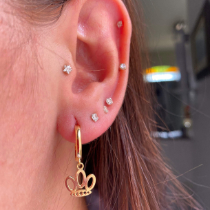 Brinco Argola Pingente Patinha Ouro 18k