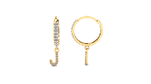 Brinco Argola Cravejada com Letra J Ouro 18k