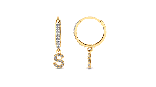 Brinco Argola Cravejada com Letra S Ouro 18k