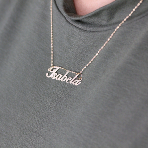 Pingente Manuscrito Um Nome Personalizado Liso Ouro 18k