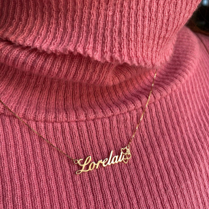 Gargantilha Manuscrito Um Nome Personalizado com Diamante Ouro 18k