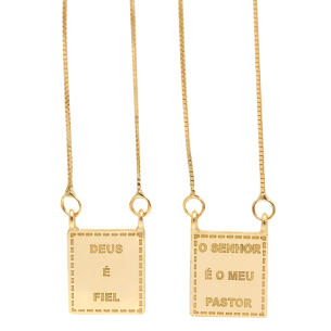 Escapulário Deus é Fiel Ouro 18k