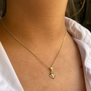 Pingente Coração Sobre Posto Diamantado Ouro 18k