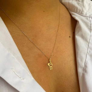 Pingente Menina Lisa Ouro 18k