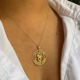 Pingente Mandala Meu Filho Minha Vida Ouro 18k
