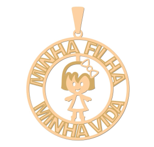 Pingente Mandala Minha Filha Minha Vida Ouro 18k