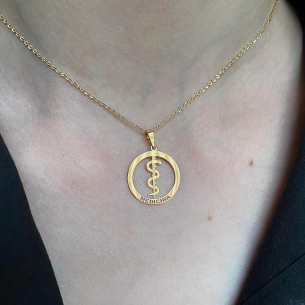 Pingente Formatura Medicina Redondo Ouro 18k