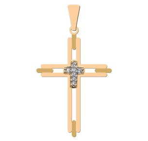 Pingente Cruz com Diamante Ouro 18k