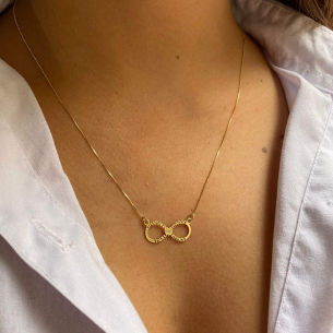 Gargantilha Infinito com Quatro Nomes Personalizados Ouro 18k
