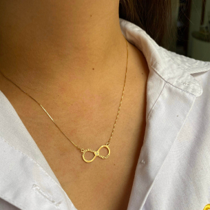Gargantilha Infinito com Dois nomes Personalizados Ouro 18k
