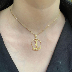 Pingente Medicina Escrito Ouro 18k