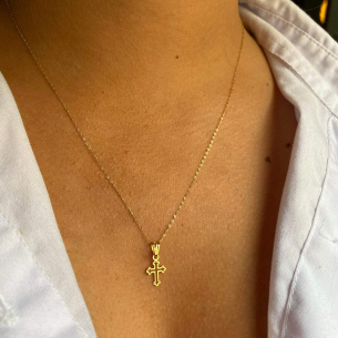 Pingente Cruz Vazada Pequena Ouro 18k