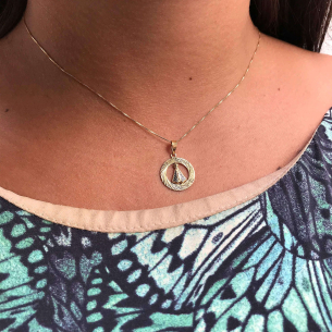 Pingente Nossa Senhora Aparecida Redonda Pequena Ouro 18k