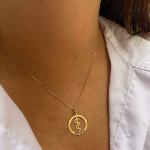 Pingente Profissão Medicina Redondo Ouro 18k