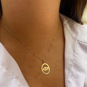 Pingente Profissão Administração Oval Ouro 18k