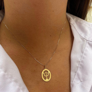 Pingente Profissão Psicologia Oval Ouro 18k