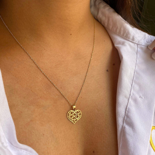 Pingente Coração Vazadinho Ouro 18k