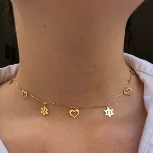 Choker Bailarina Amor Ouro 18k