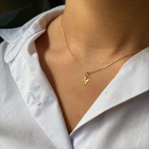 Pingente Letra M Pequena Ouro 18k