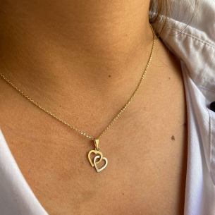Pingente Corações Bicolor Ouro 18k