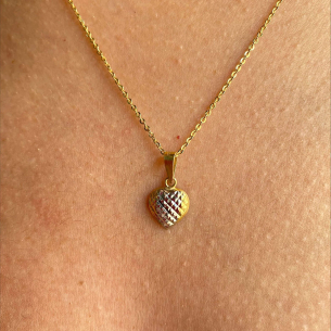 Pingente Coração Tricolor Diamantado Ouro 18k