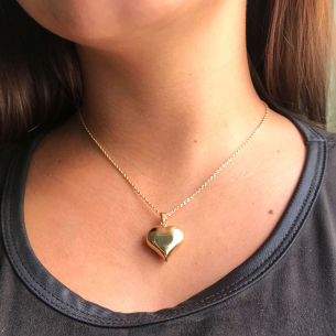 Pingente Coração Duplo Liso 20x20 Ouro 18k